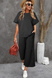 Textured Loose T Shirt and Drawstring Pants Set
