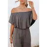 Solid Color Off Shoulder Wide Leg Jumpsuit